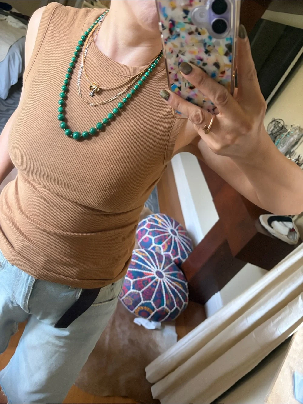 Handcuff green stone and  gold vintage Necklaces 💥🌺🌺💥